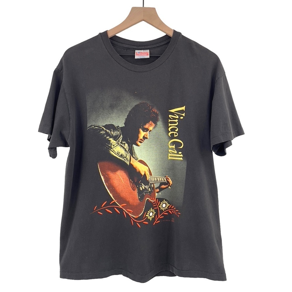 Vintage 90s Single Stitch Tee Vince Gill Country Western Music T-Shirt | Large
